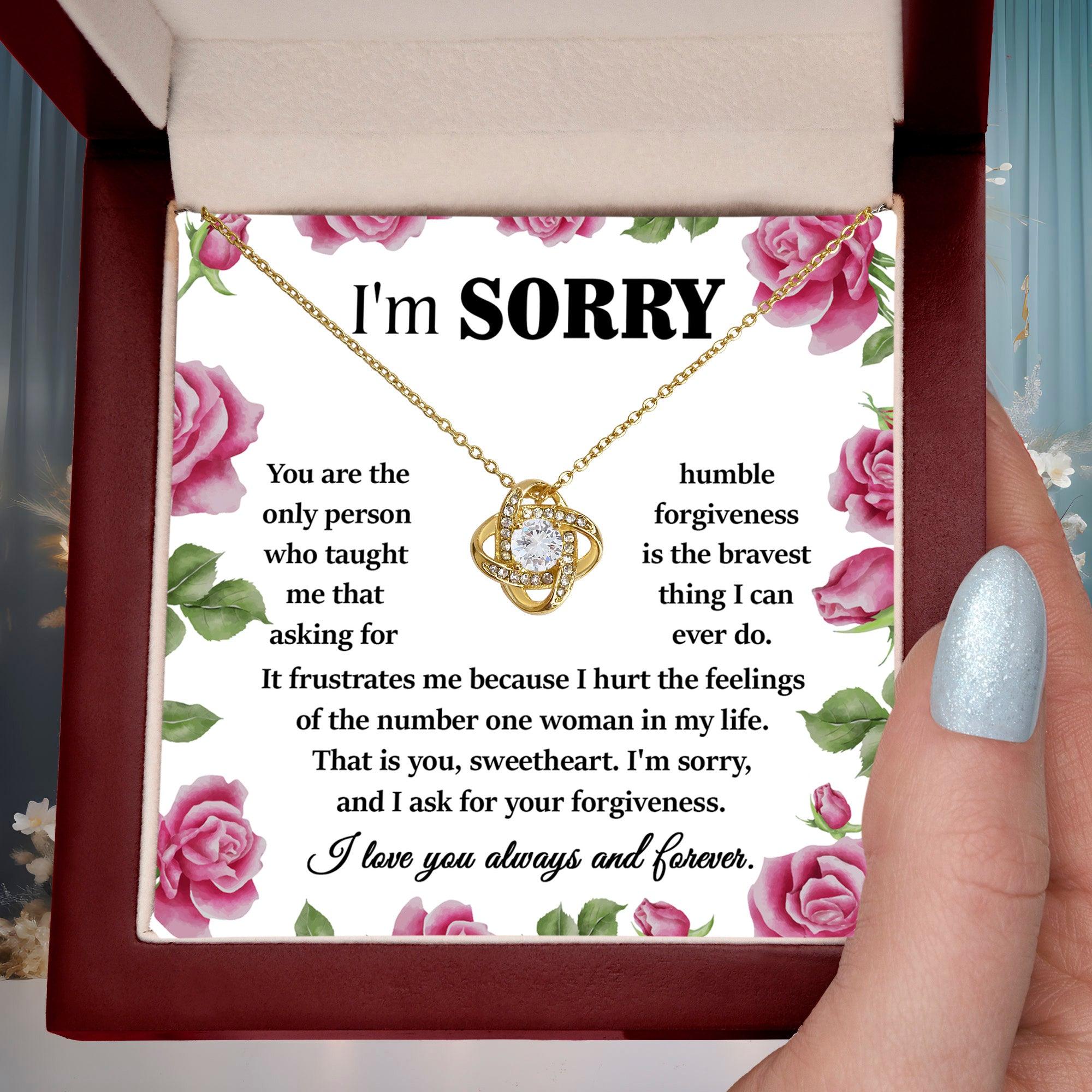 Apology Gift for Girlfriend, Wife, Soulmate-Sorry, Your Forgiveness-Love Knot Pendant Necklace - Mallard Moon Gift Shop