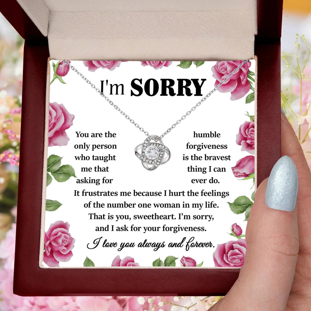 Apology Gift for Girlfriend, Wife, Soulmate-Sorry, Your Forgiveness-Love Knot Pendant Necklace