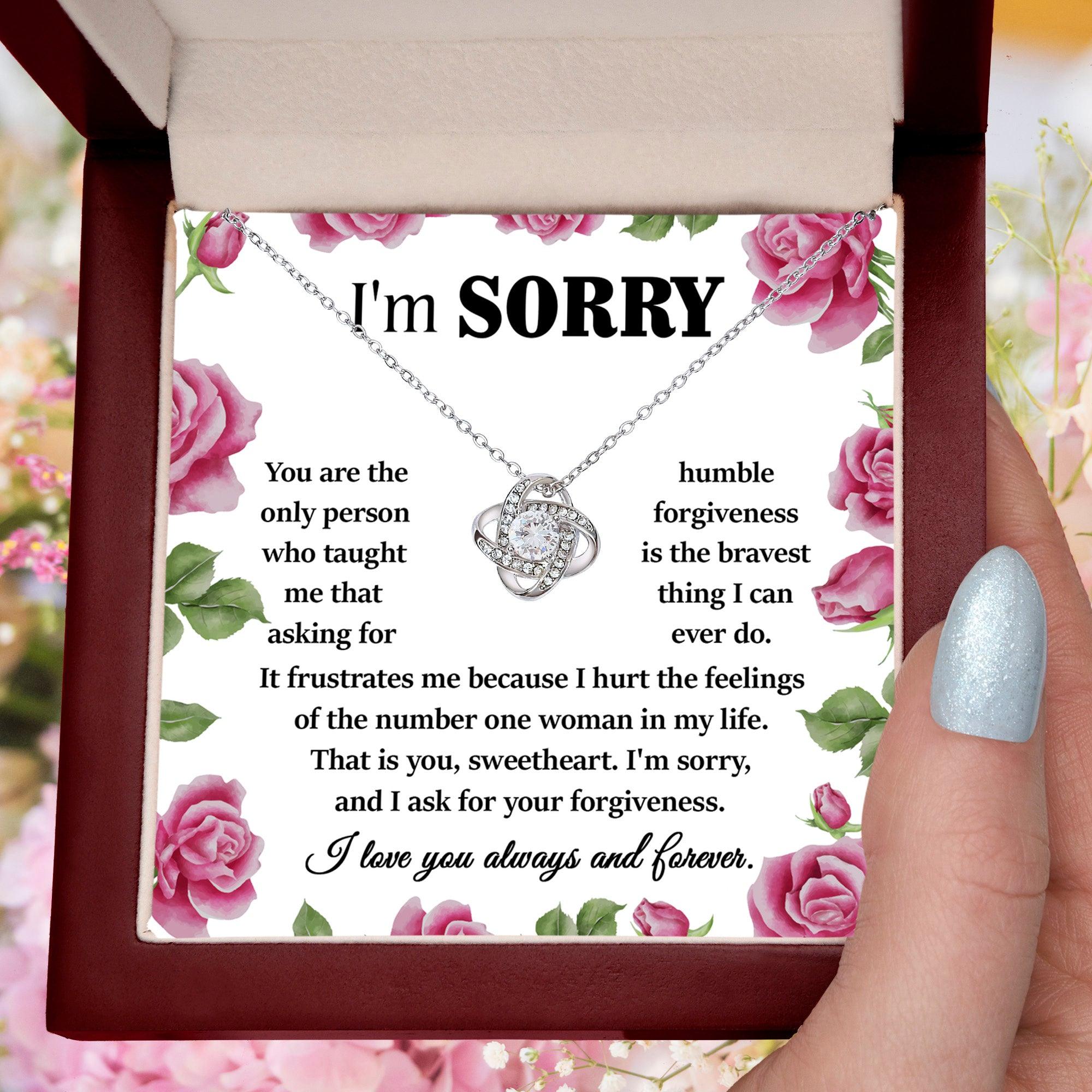 Apology Gift for Girlfriend, Wife, Soulmate-Sorry, Your Forgiveness-Love Knot Pendant Necklace - Mallard Moon Gift Shop