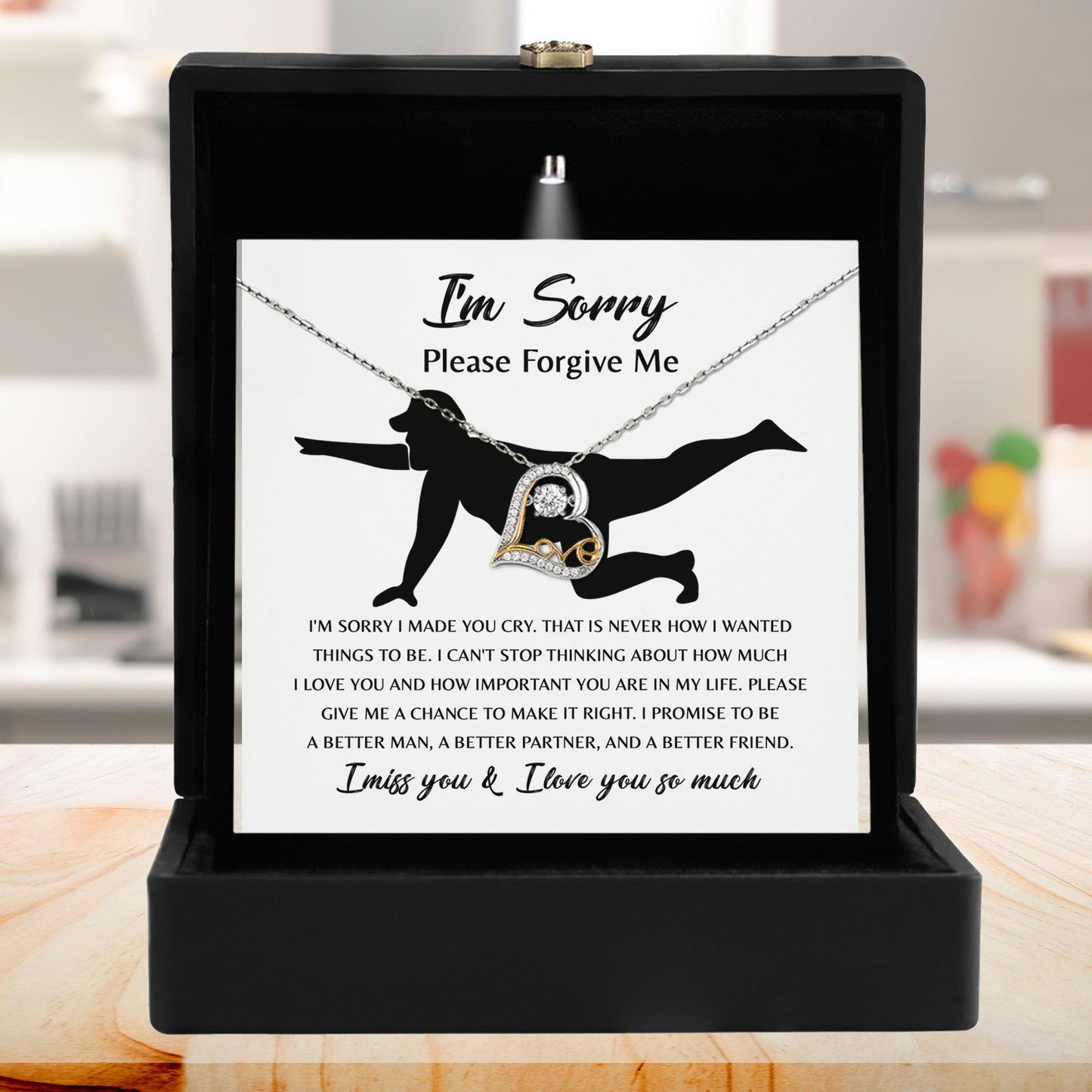 Apology Gift for Girlfriend, Wife, Soulmate - Sorry, Things To Be - Love Dancing Heart Pendant Necklace - Mallard Moon Gift Shop