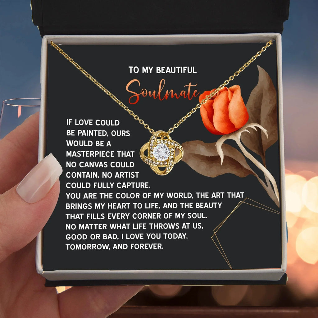 Romantic Gift for Soulmate, Wife or Girlfriend - Valentine's Day, Anniversary, or Birthday - Masterpiece Love Knot Pendant Necklace Soulmate
