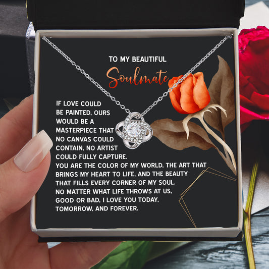 Romantic Gift for Soulmate, Wife or Girlfriend - Valentine's Day, Anniversary, or Birthday - Masterpiece Love Knot Pendant Necklace Soulmate