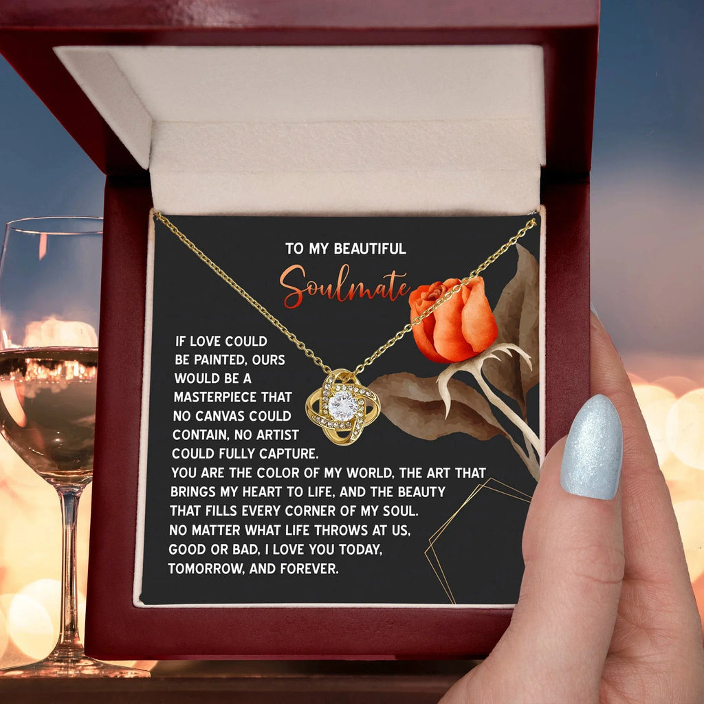 Romantic Gift for Soulmate, Wife or Girlfriend - Valentine's Day, Anniversary, or Birthday - Masterpiece Love Knot Pendant Necklace Soulmate