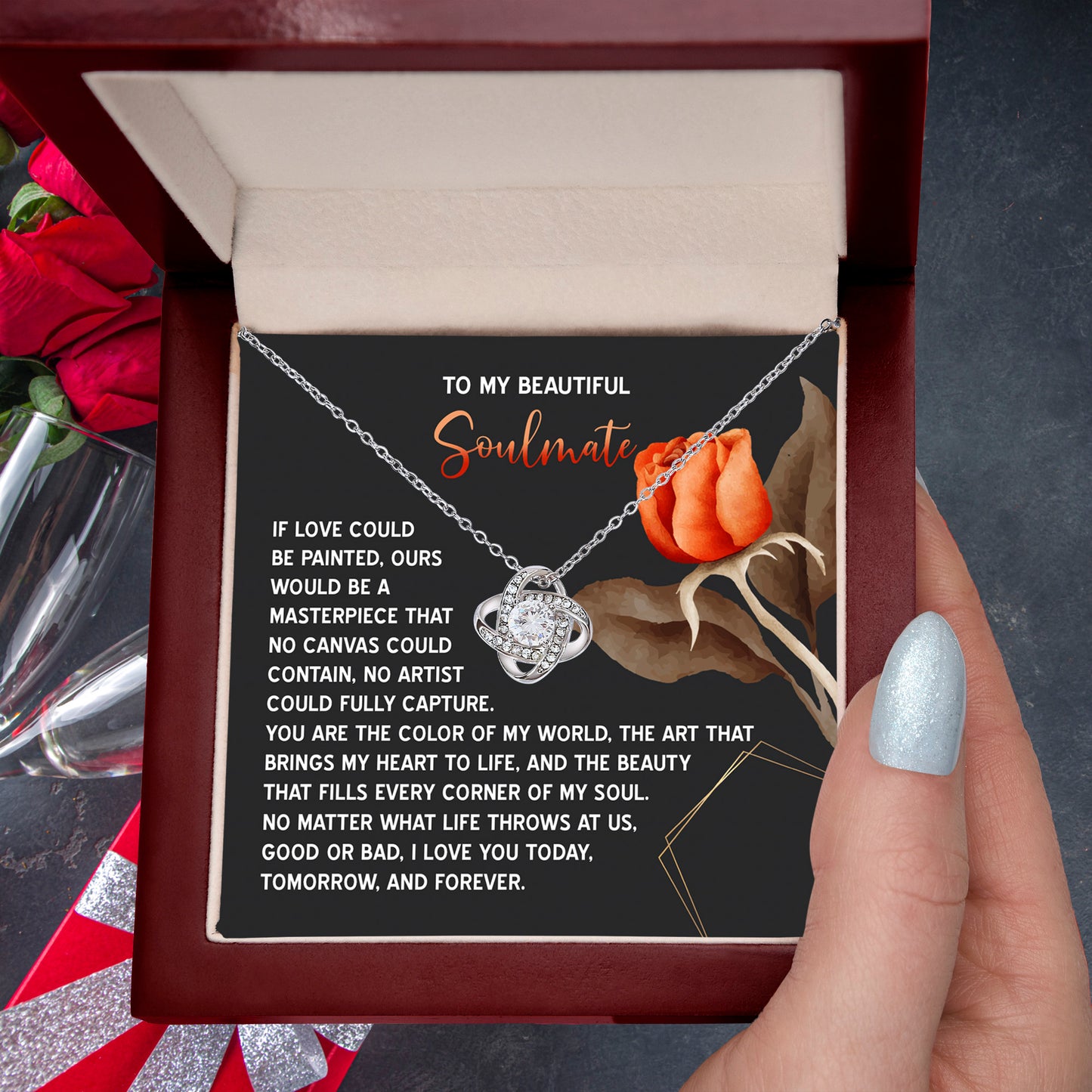 Romantic Gift for Soulmate, Wife or Girlfriend - Valentine's Day, Anniversary, or Birthday - Masterpiece Love Knot Pendant Necklace Soulmate - Mallard Moon Gift Shop