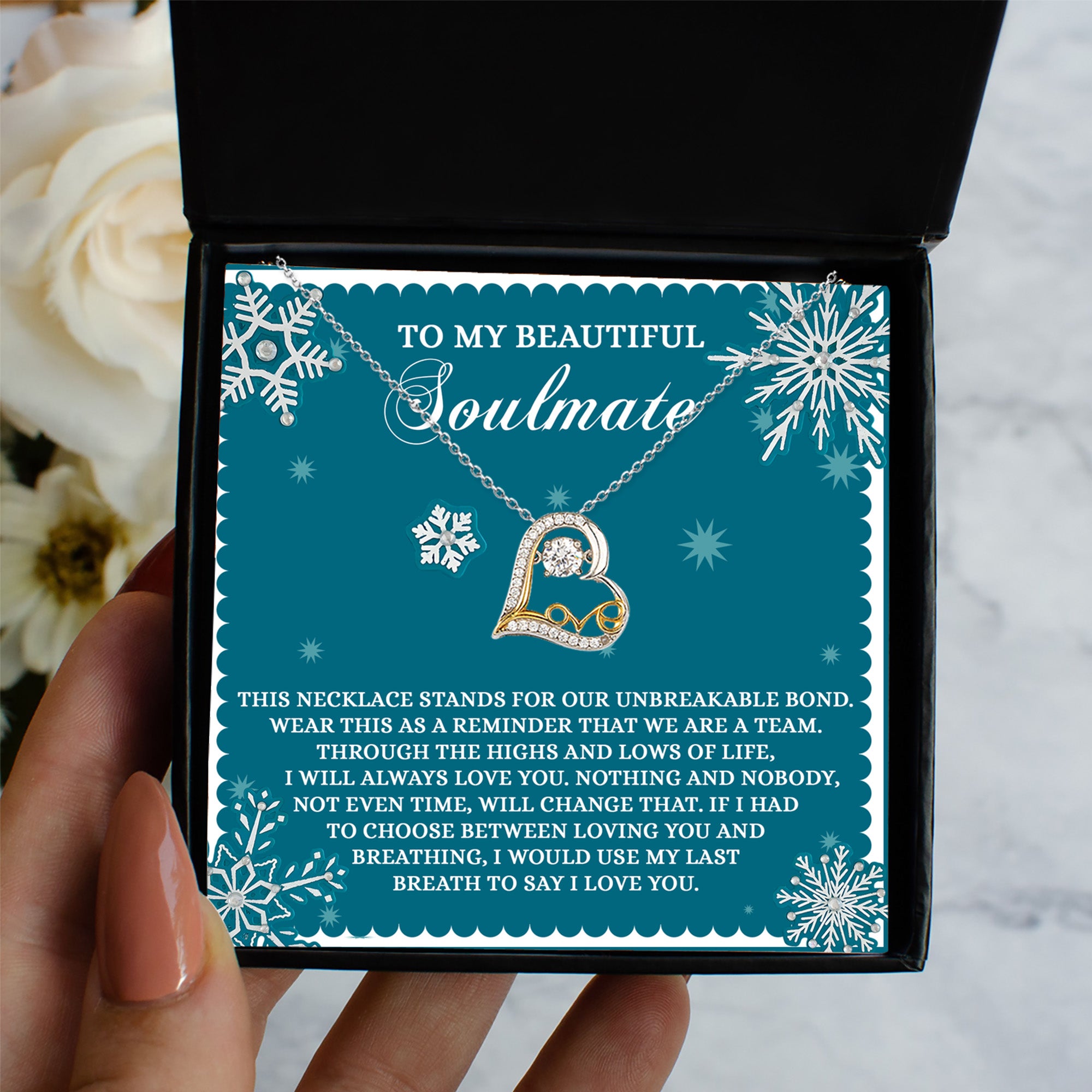 Gift for Soulmate - A Team - Love Dancing Heart Pendant Necklace - Mallard Moon Gift Shop