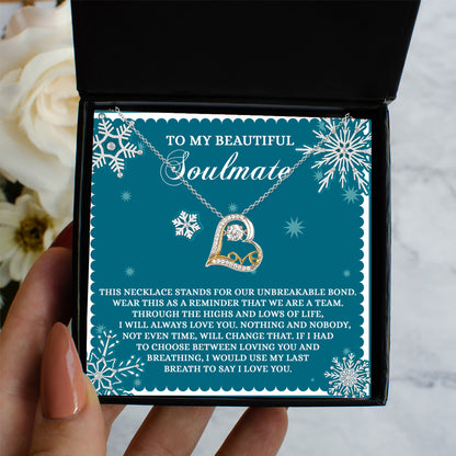 Gift for Soulmate - A Team - Love Dancing Heart Pendant Necklace - Mallard Moon Gift Shop