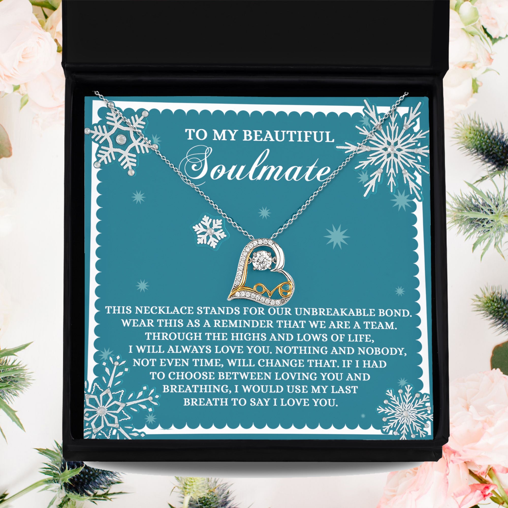 Gift for Soulmate - A Team - Love Dancing Heart Pendant Necklace - Mallard Moon Gift Shop