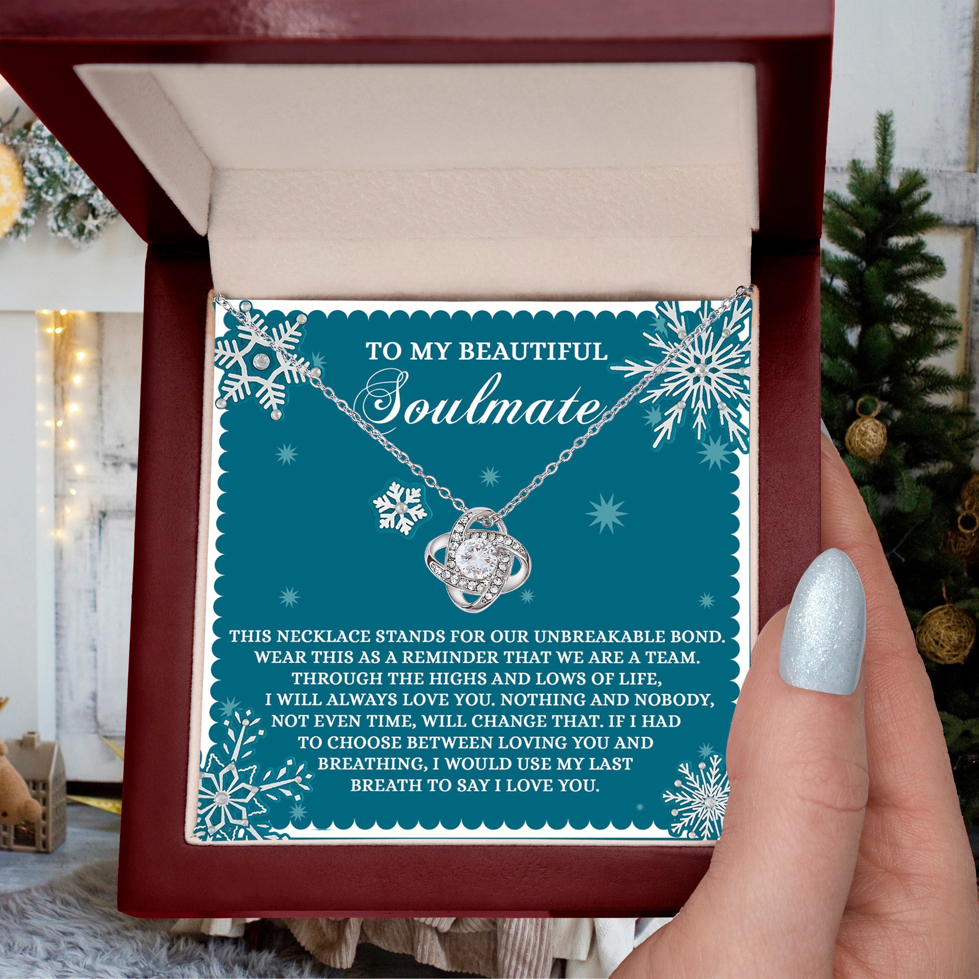 Gift for Soulmate - A Team - Love Knot Pendant Necklace - Mallard Moon Gift Shop