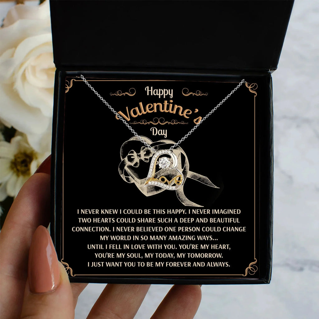 You’re My Forever - Love Dancing Heart Necklace - A Timeless Expression of Love for Your Soulmate - Heartfelt Gift for Valentine's Day