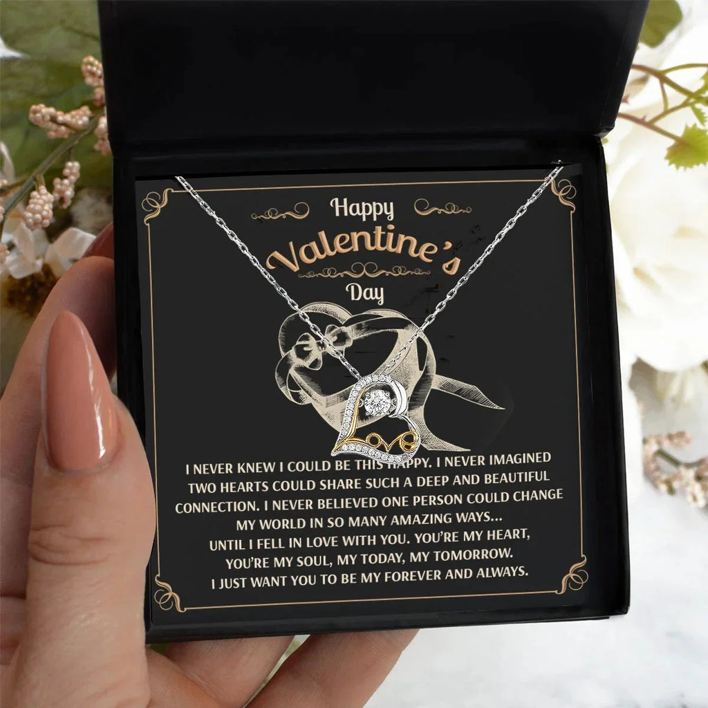 You’re My Forever - Love Dancing Heart Necklace - A Timeless Expression of Love for Your Soulmate - Heartfelt Gift for Valentine's Day