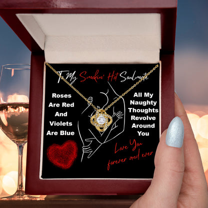 To My Smokin' Hot Soulmate" Love Knot Necklace – A Bold and Passionate Valentine’s Day Gift for Your Forever Love - Mallard Moon Gift Shop