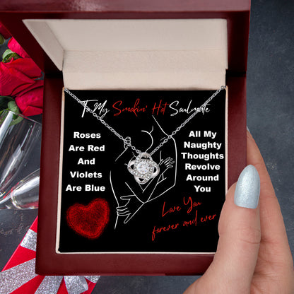 To My Smokin' Hot Soulmate" Love Knot Necklace – A Bold and Passionate Valentine’s Day Gift for Your Forever Love - Mallard Moon Gift Shop
