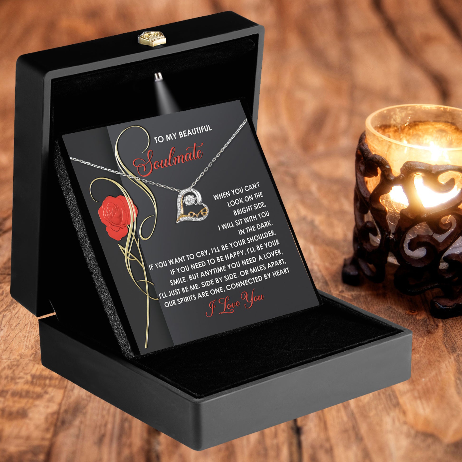 To My Smokin' Hot Soulmate - Love Dancing Heart Necklace – A Bold and Passionate Valentine’s Day Gift for Your Forever Love - Mallard Moon Gift Shop