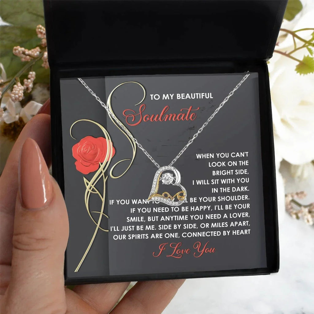To My Smokin' Hot Soulmate - Love Dancing Heart Necklace – A Bold and Passionate Valentine’s Day Gift for Your Forever Love