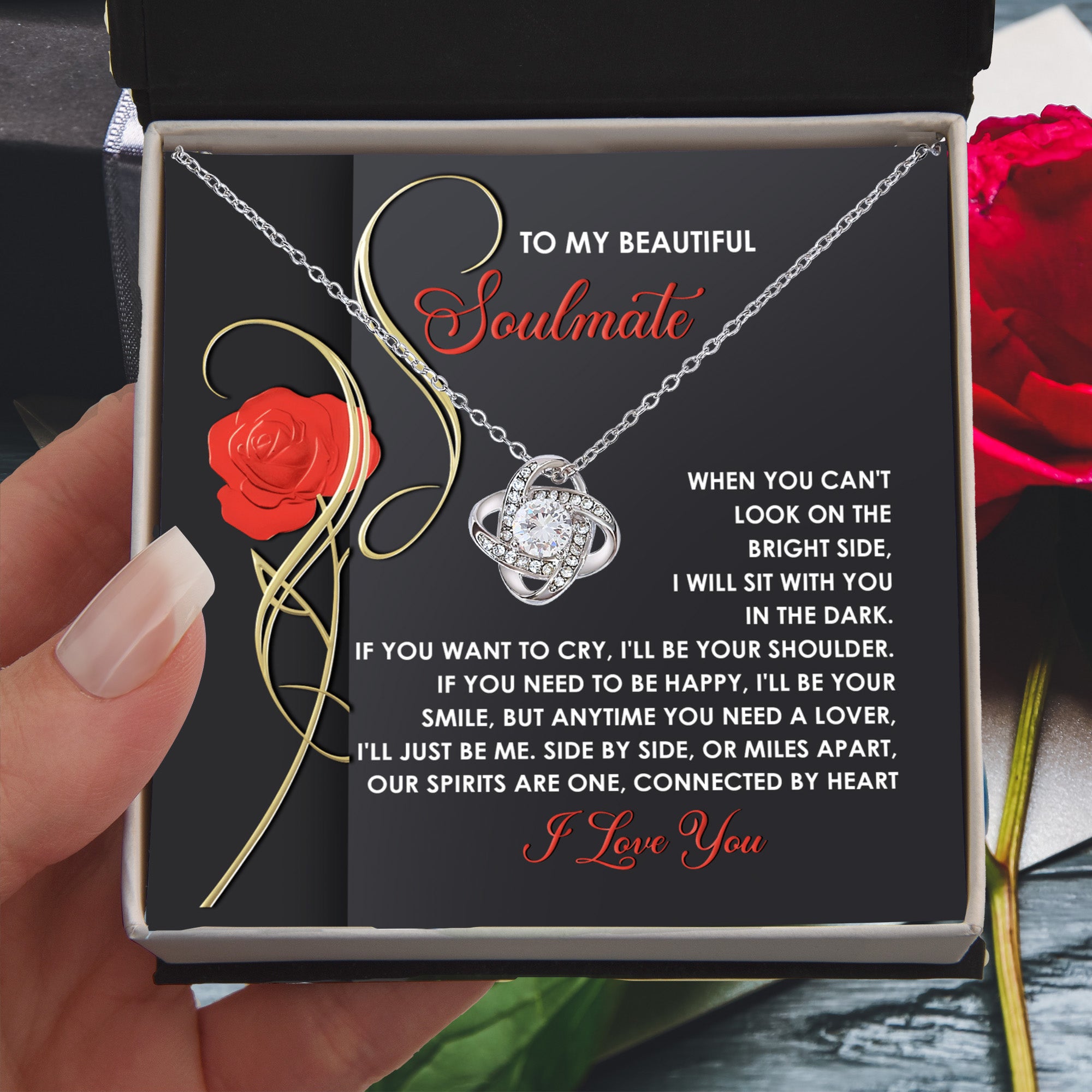 To My Beautiful Soulmate - Love Knot Necklace – A Romantic and Heartfelt Gift for Valentine’s Day or Anniversary - Mallard Moon Gift Shop