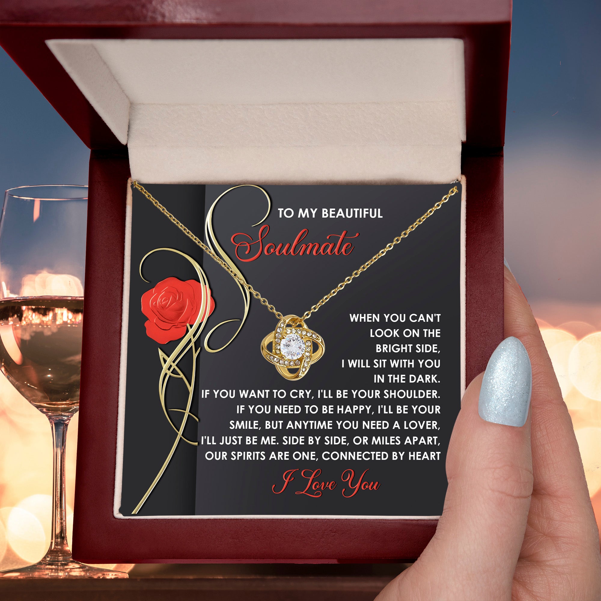 To My Beautiful Soulmate - Love Knot Necklace – A Romantic and Heartfelt Gift for Valentine’s Day or Anniversary - Mallard Moon Gift Shop