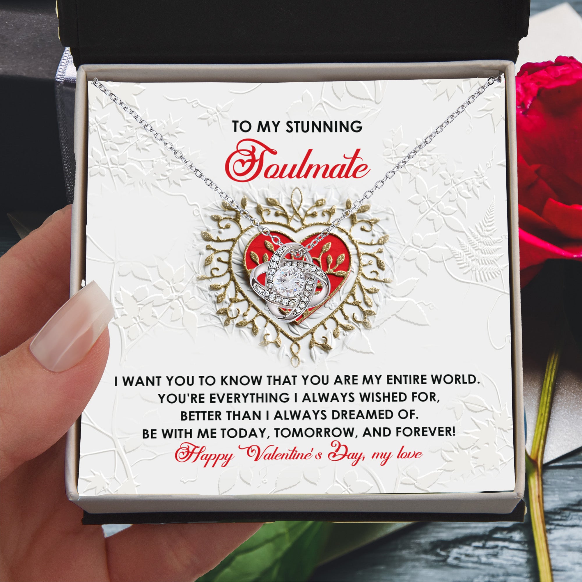 Romantic Valentine's Day Gift for Soulmate, Wife, Girlfriend -You Are My Entire World - Love Knot Pendant Necklacee - Mallard Moon Gift Shop