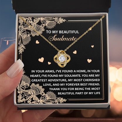 Romantic Anniversary, Valentine's Day Gift for Soulmate, Wife, Girlfriend - The Most Beautiful Part of My Life. - Love Knot Pendant Necklace - Mallard Moon Gift Shop