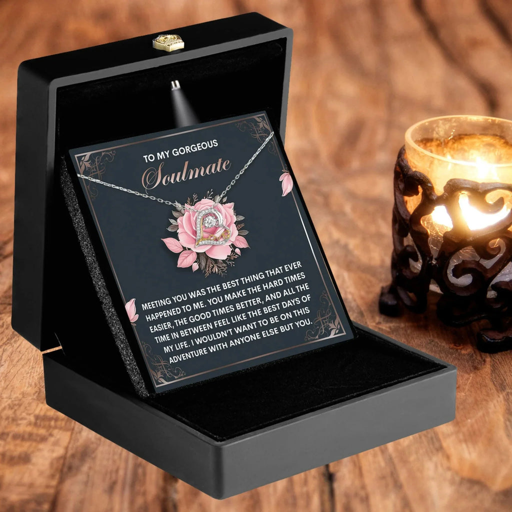 To My Gorgeous Soulmate - Love Dancing Heart Necklace – A Romantic Valentine’s Gift to Celebrate Your Beautiful Journey Together