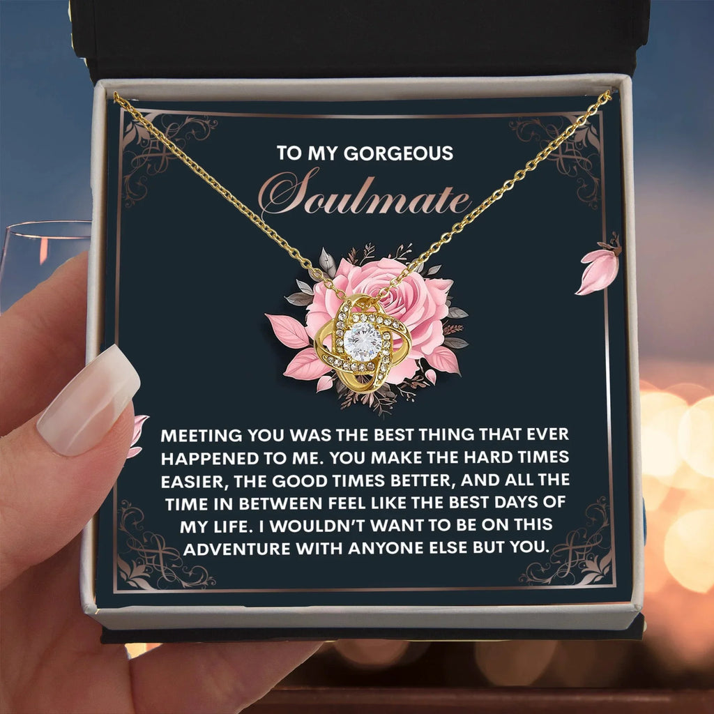 To My Gorgeous Soulmate - Love Knot Necklace – A Romantic Valentine’s Gift to Celebrate Your Beautiful Journey Together