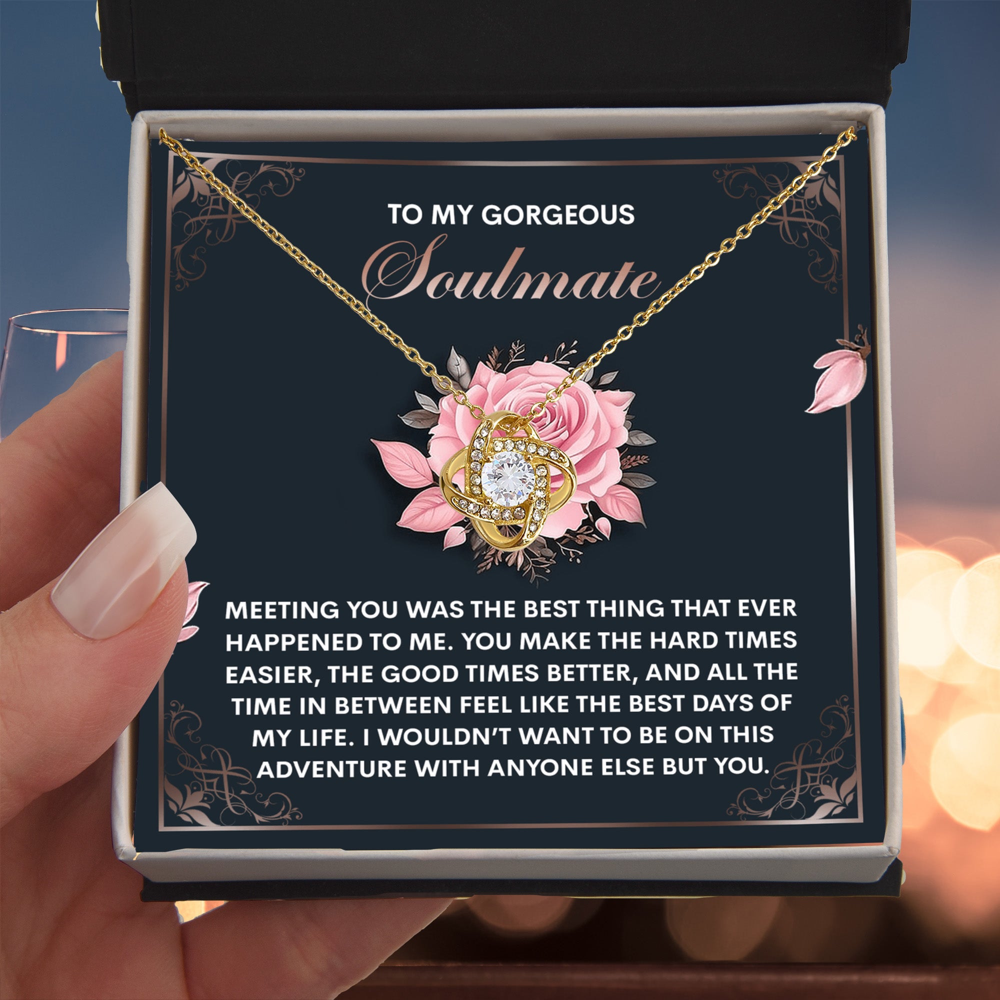 To My Gorgeous Soulmate - Love Knot Necklace – A Romantic Valentine’s Gift to Celebrate Your Beautiful Journey Together - Mallard Moon Gift Shop