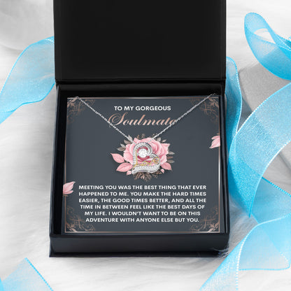 To My Gorgeous Soulmate - Love Dancing Heart Necklace – A Romantic Valentine’s Gift to Celebrate Your Beautiful Journey Together - Mallard Moon Gift Shop