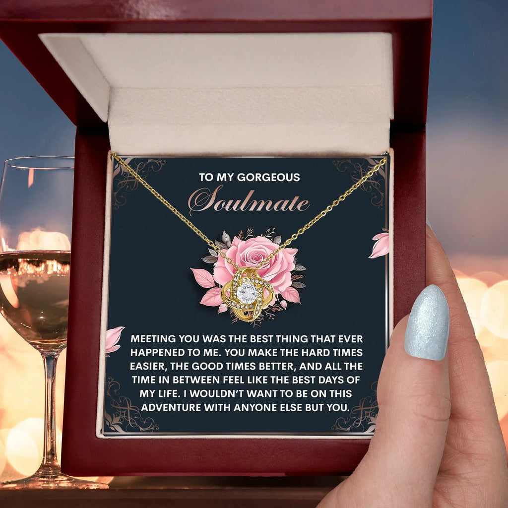 To My Gorgeous Soulmate - Love Knot Necklace – A Romantic Valentine’s Gift to Celebrate Your Beautiful Journey Together
