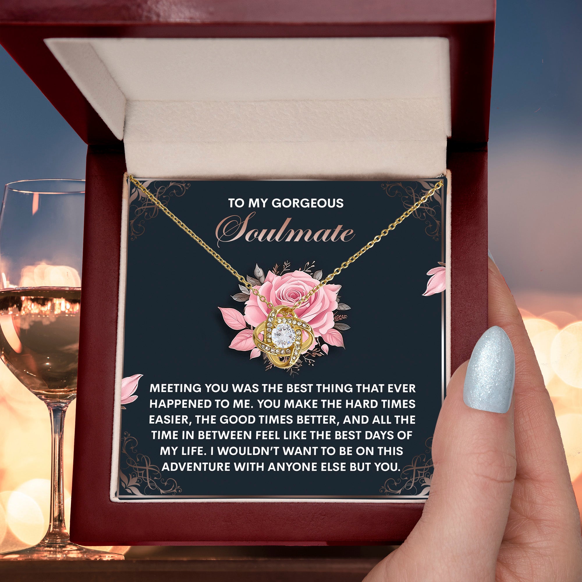 To My Gorgeous Soulmate - Love Knot Necklace – A Romantic Valentine’s Gift to Celebrate Your Beautiful Journey Together - Mallard Moon Gift Shop