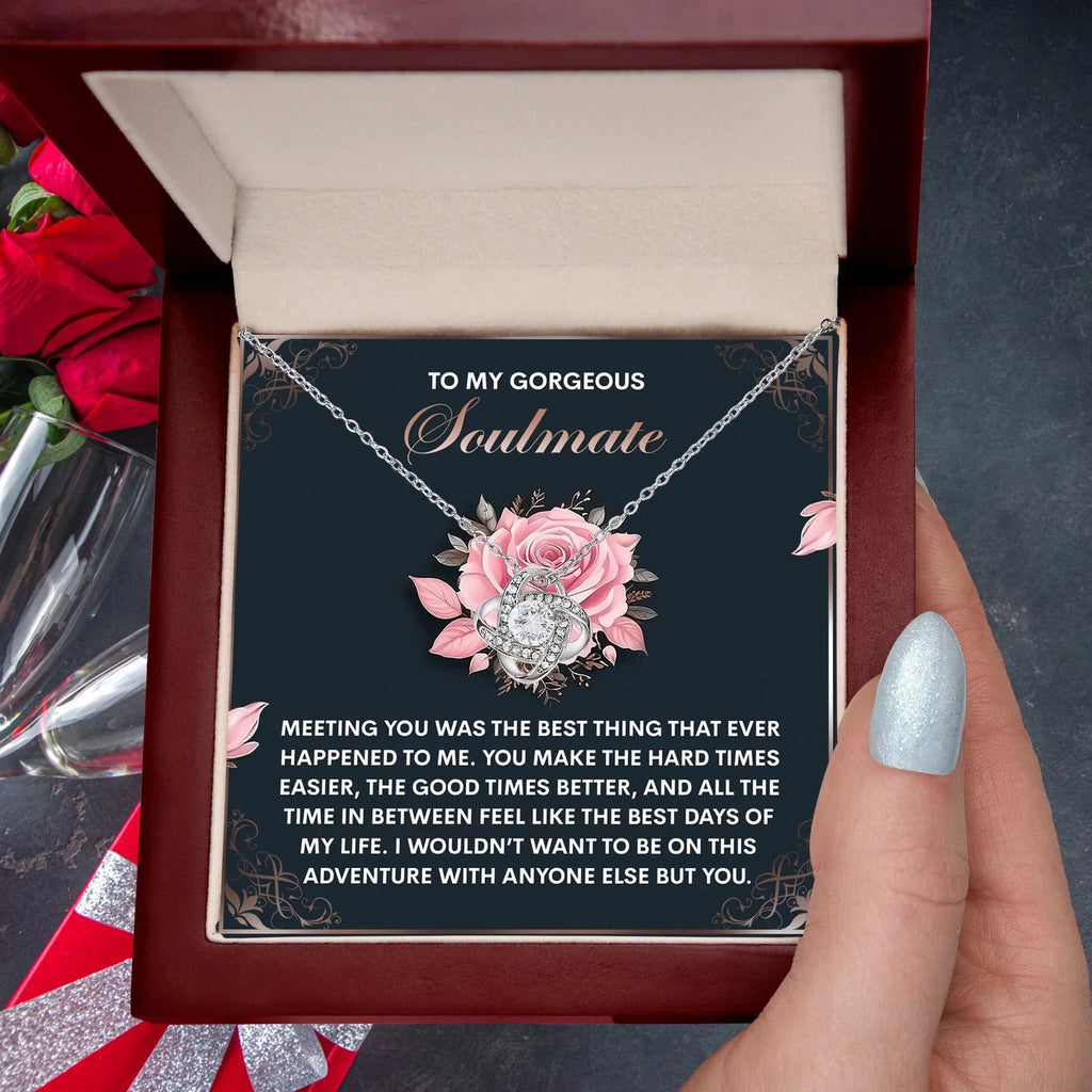 To My Gorgeous Soulmate - Love Knot Necklace – A Romantic Valentine’s Gift to Celebrate Your Beautiful Journey Together