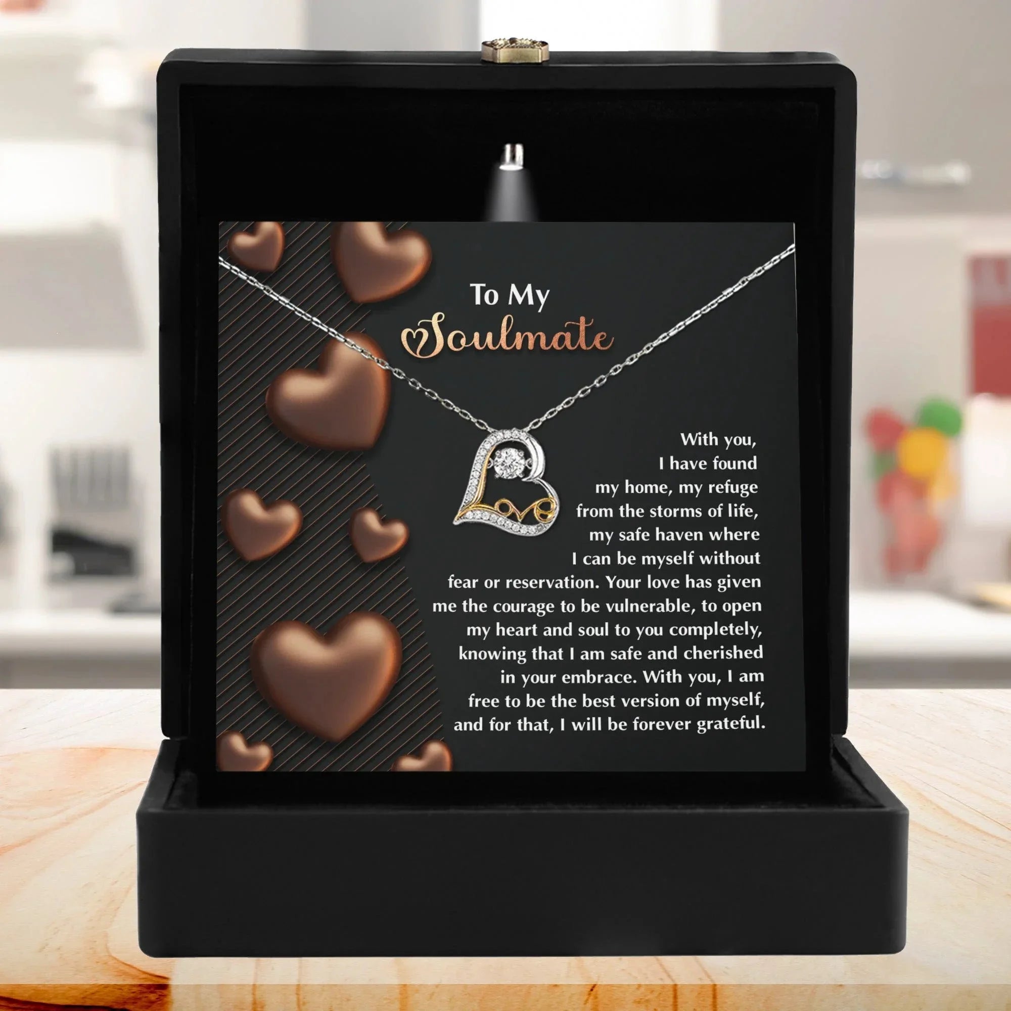 To My Soulmate - Love Dancing Heart Necklace – A Heartfelt Valentine’s Day Gift for Your Safe Haven and Forever Love