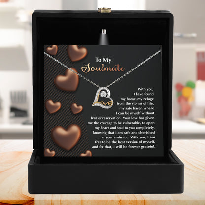 To My Soulmate - Love Dancing Heart Necklace – A Heartfelt Valentine’s Day Gift for Your Safe Haven and Forever Love - Mallard Moon Gift Shop