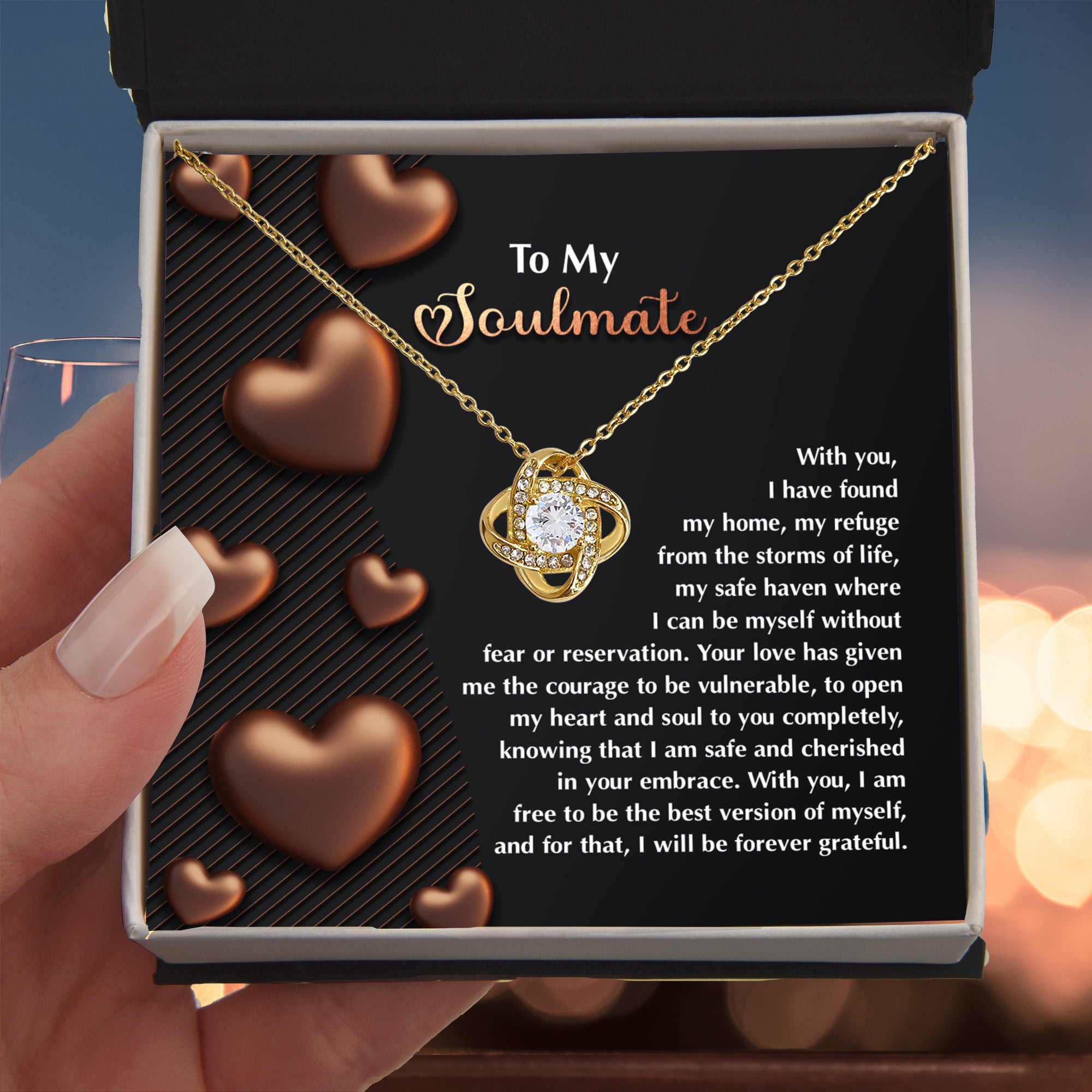 To My Soulmate" Love Knot Necklace – A Heartfelt Valentine’s Day Gift for Your Safe Haven and Forever Love - Mallard Moon Gift Shop