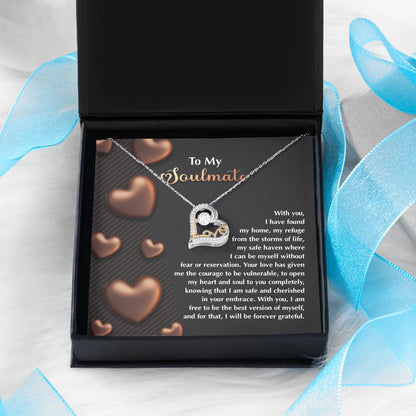 To My Soulmate - Love Dancing Heart Necklace – A Heartfelt Valentine’s Day Gift for Your Safe Haven and Forever Love - Mallard Moon Gift Shop
