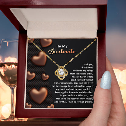To My Soulmate" Love Knot Necklace – A Heartfelt Valentine’s Day Gift for Your Safe Haven and Forever Love - Mallard Moon Gift Shop