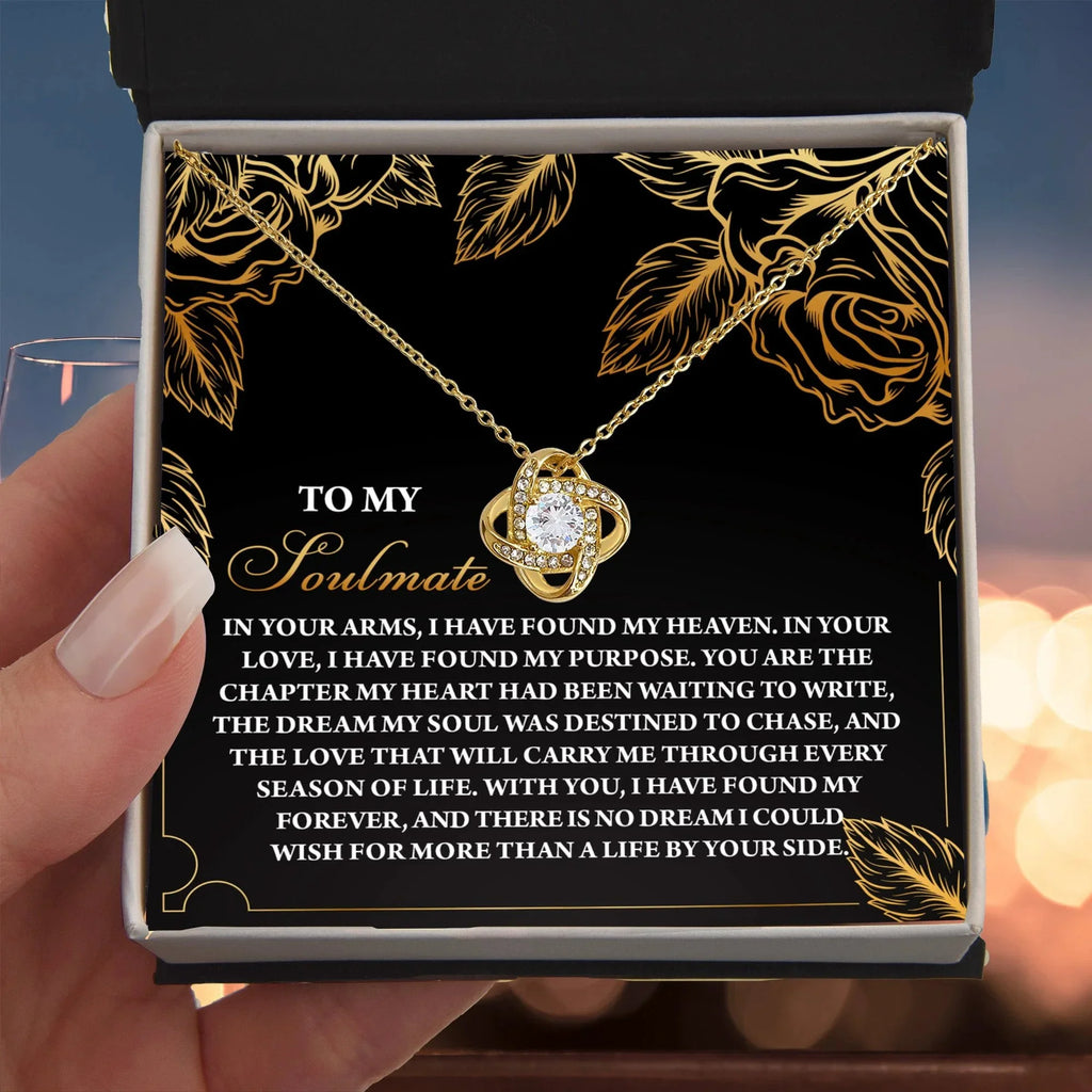 Romantic Anniversary, Valentine's Day Gift for Soulmate, Wife, Girlfriend - I Found My Heaven - Love Knot Pendant Necklace
