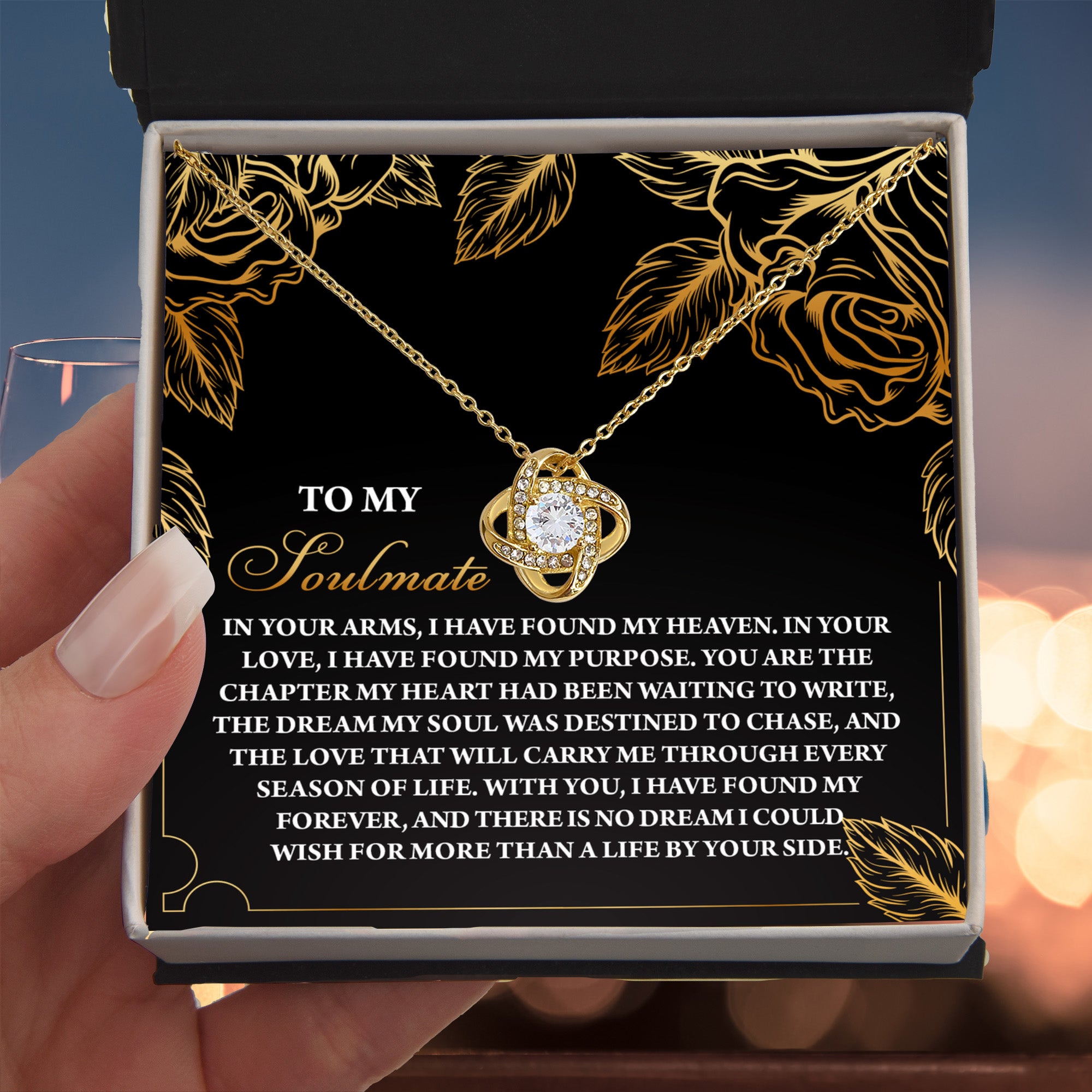 Romantic Anniversary, Valentine's Day Gift for Soulmate, Wife, Girlfriend - I Found My Heaven - Love Knot Pendant Necklace - Mallard Moon Gift Shop