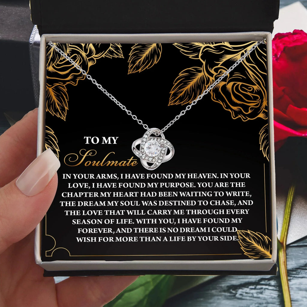 Romantic Anniversary, Valentine's Day Gift for Soulmate, Wife, Girlfriend - I Found My Heaven - Love Knot Pendant Necklace
