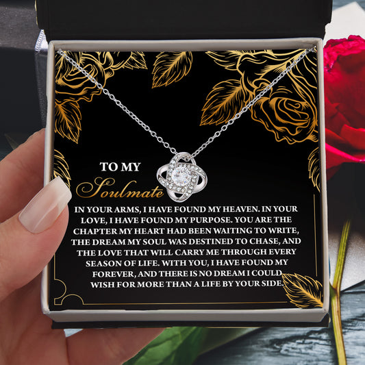 Romantic Anniversary, Valentine's Day Gift for Soulmate, Wife, Girlfriend - I Found My Heaven - Love Knot Pendant Necklace - Mallard Moon Gift Shop