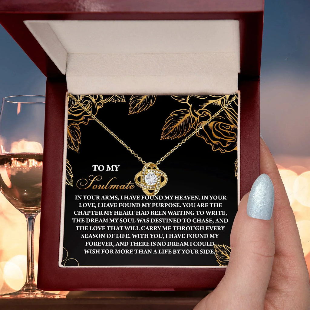 Romantic Anniversary, Valentine's Day Gift for Soulmate, Wife, Girlfriend - I Found My Heaven - Love Knot Pendant Necklace