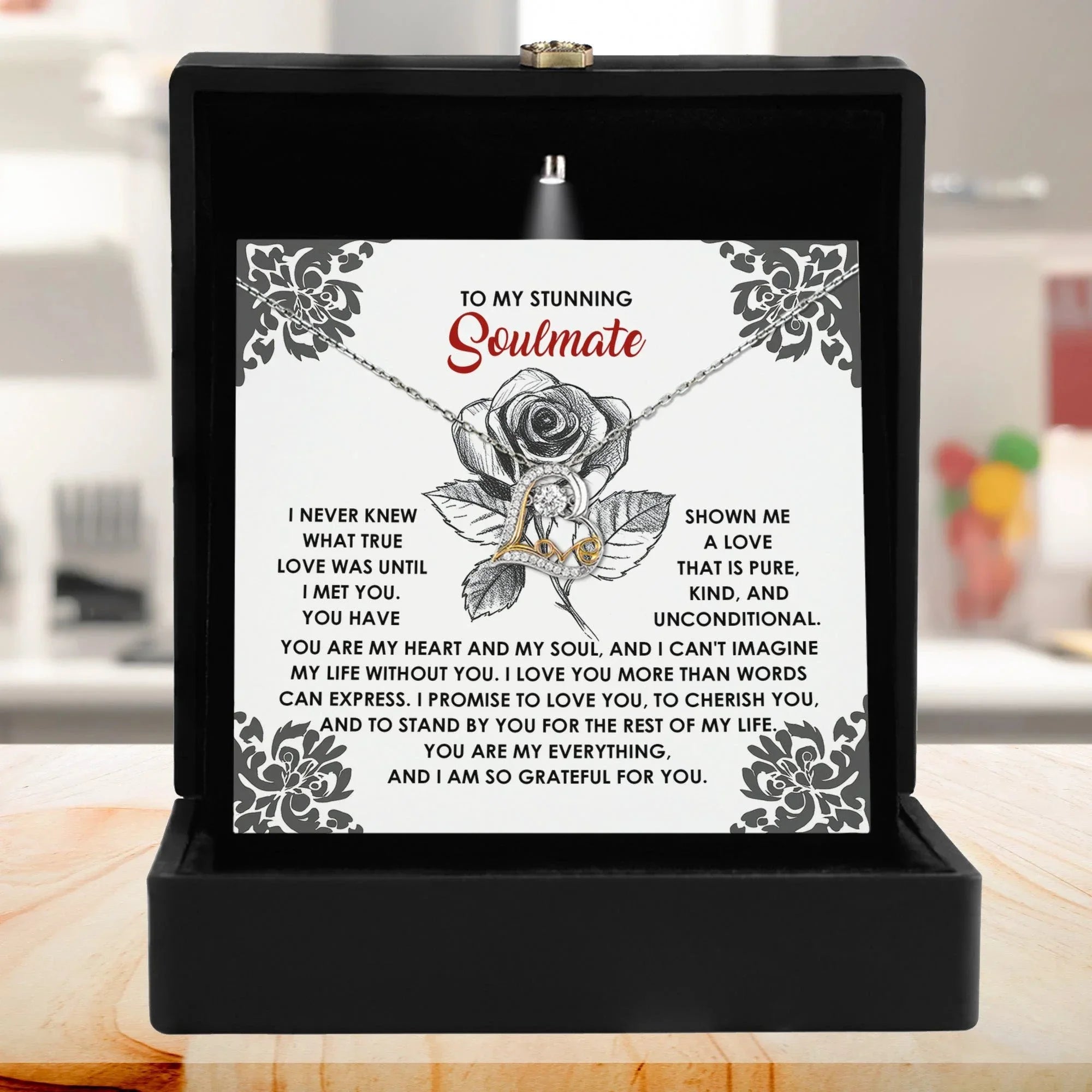 To My Stunning Soulmate - Love Dancing Heart Necklace – A Romantic Gift to Cherish and Celebrate Unconditional Love