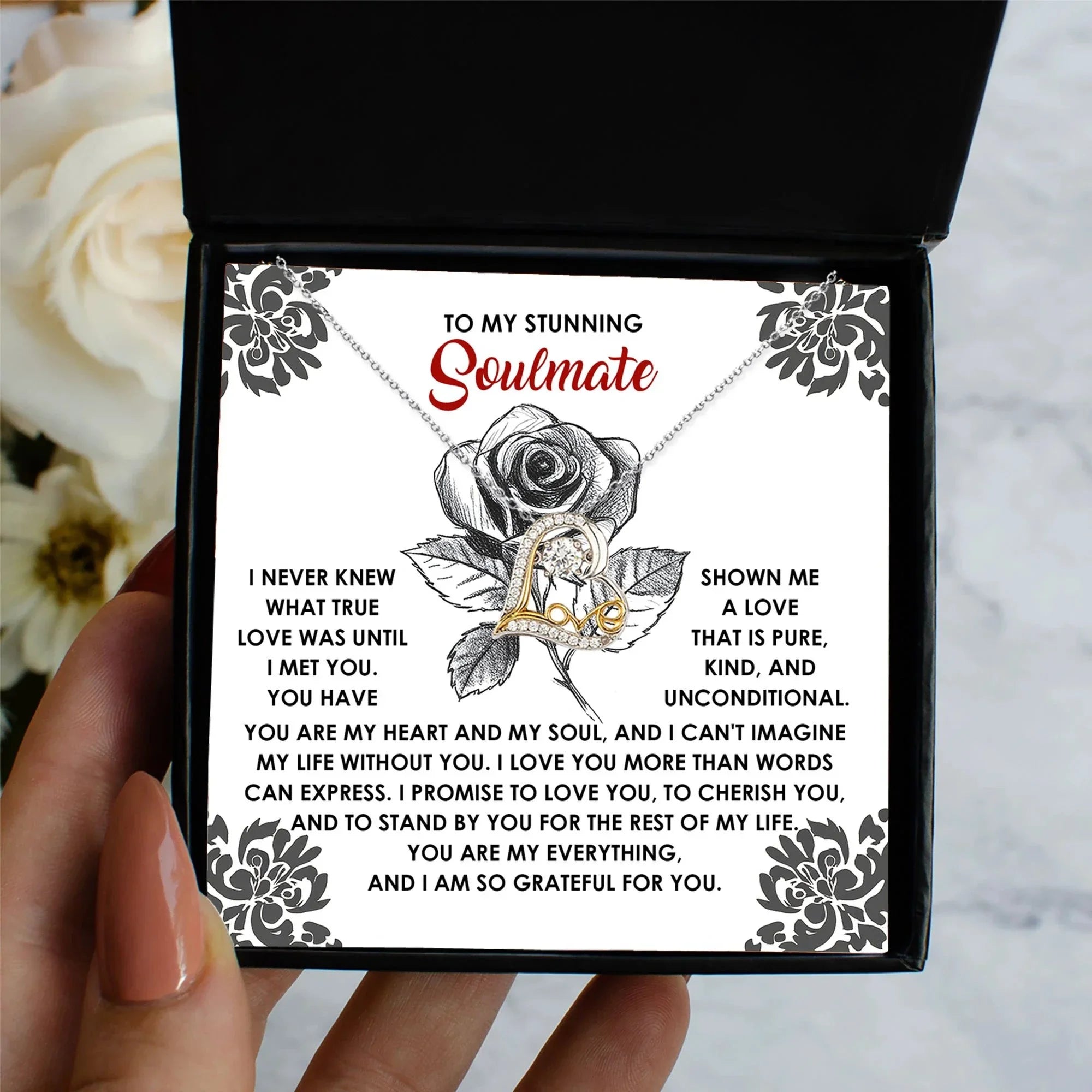 To My Stunning Soulmate - Love Dancing Heart Necklace – A Romantic Gift to Cherish and Celebrate Unconditional Love