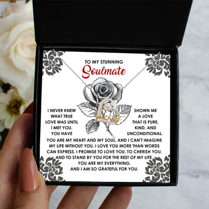 To My Stunning Soulmate - Love Dancing Heart Necklace – A Romantic Gift to Cherish and Celebrate Unconditional Love - Mallard Moon Gift Shop