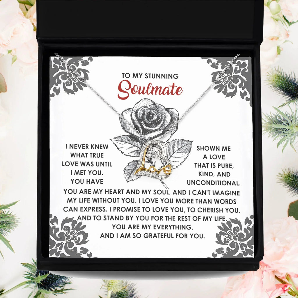 To My Stunning Soulmate - Love Dancing Heart Necklace – A Romantic Gift to Cherish and Celebrate Unconditional Love