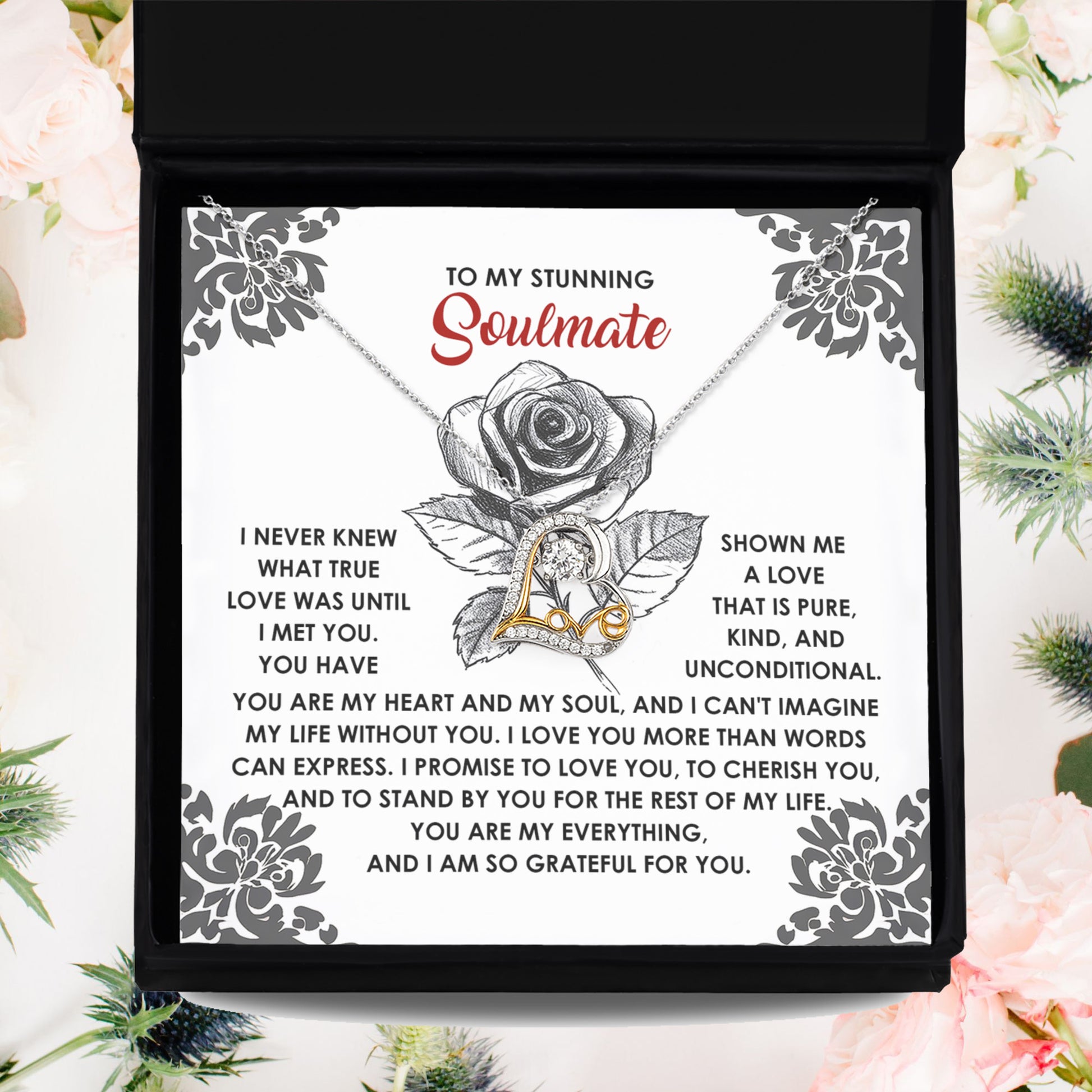 To My Stunning Soulmate - Love Dancing Heart Necklace – A Romantic Gift to Cherish and Celebrate Unconditional Love - Mallard Moon Gift Shop