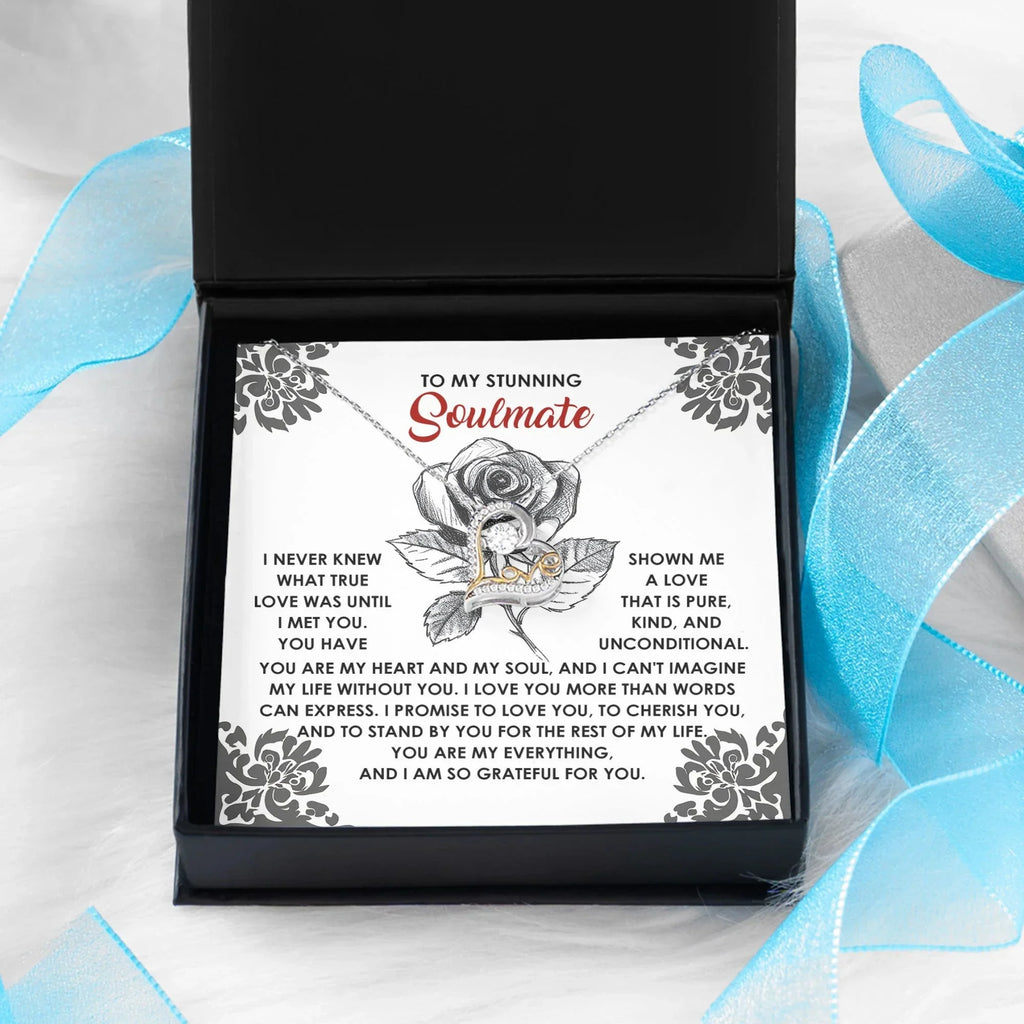 To My Stunning Soulmate - Love Dancing Heart Necklace – A Romantic Gift to Cherish and Celebrate Unconditional Love