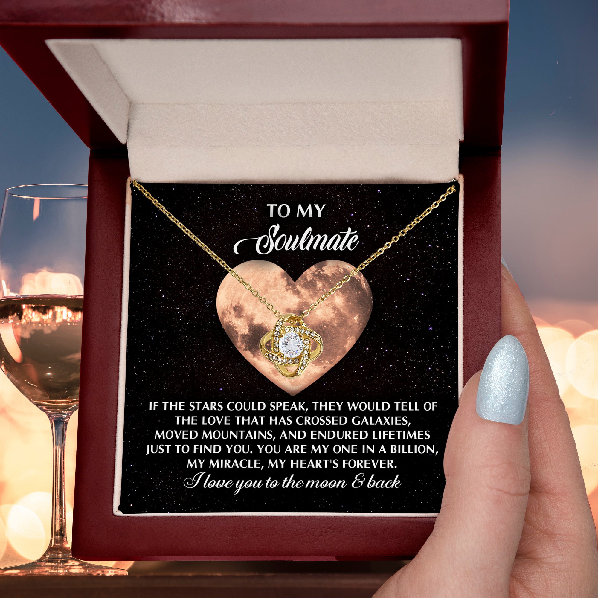 Romantic Gift for Soulmate, Wife or Girlfriend - I Love You to the Moon and Back - Love Knot Pendant Necklace - Mallard Moon Gift Shop