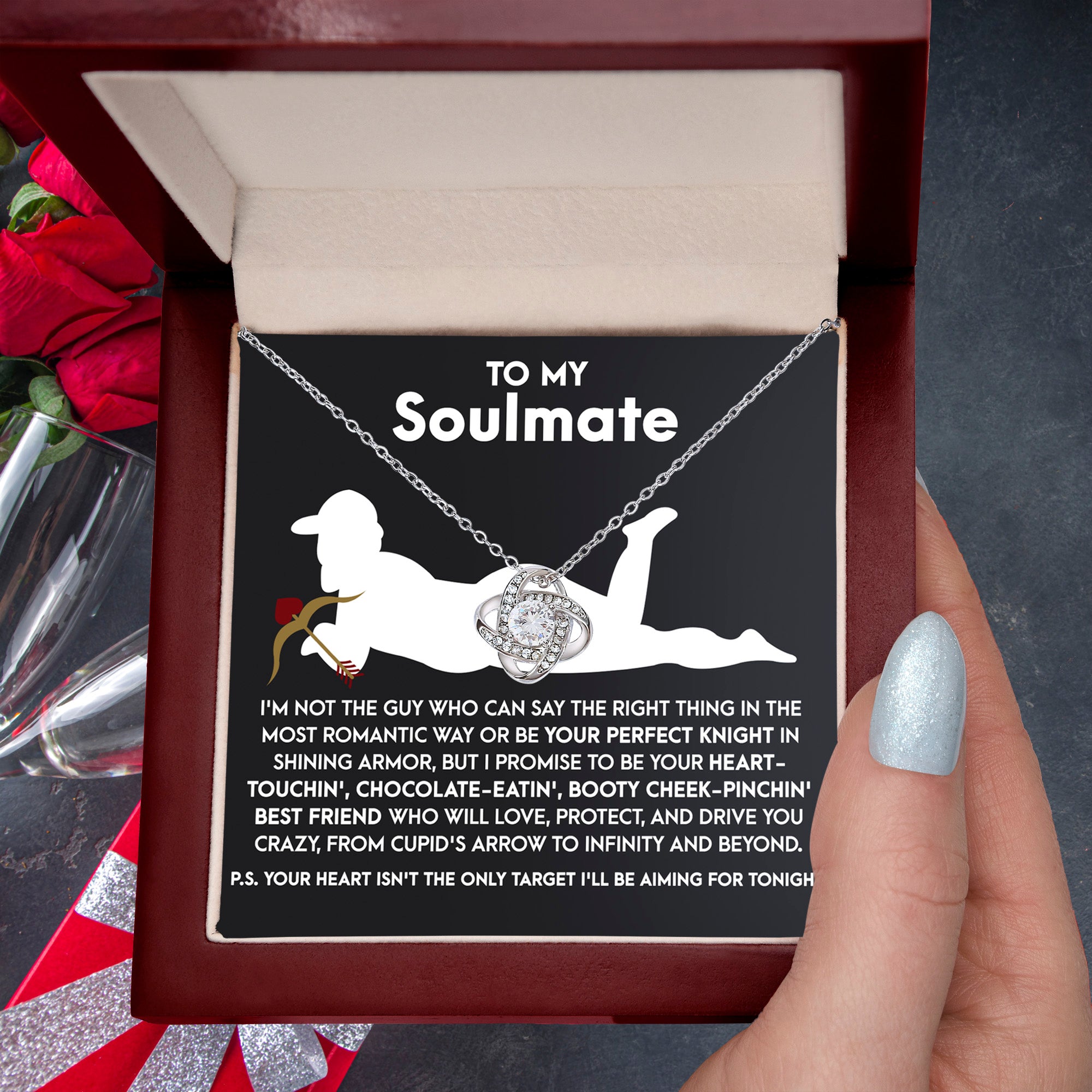 Gift for Soulmate - Cupid's Arrow - Love Knot Pendant Necklace - A Playful and Romantic Gift for the Love of Your Life - Mallard Moon Gift Shop