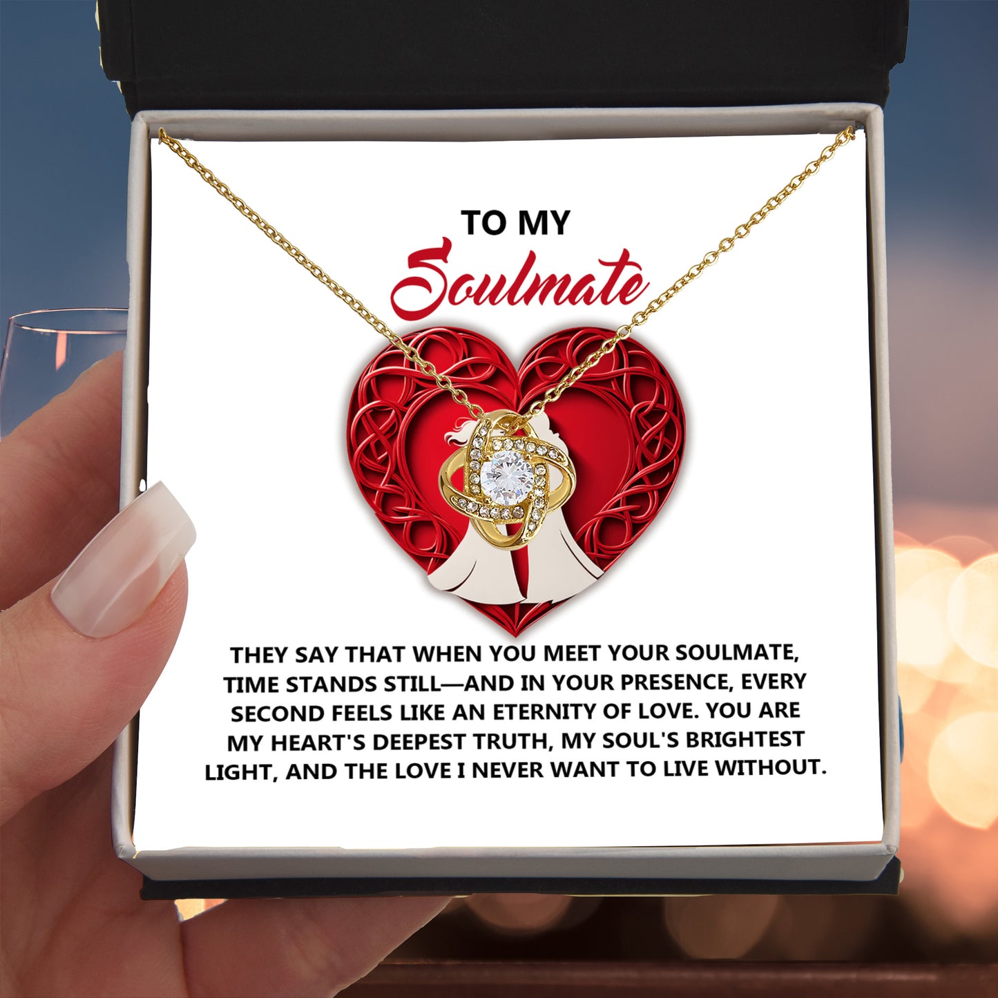 Romantic Anniversary, Valentine's Day Gift for Soulmate, Wife, Girlfriend - Eternity of Love - Love Knot Pendant Necklace - Mallard Moon Gift Shop
