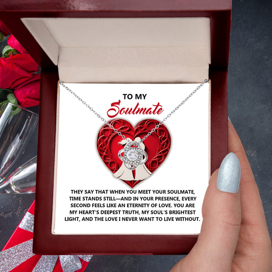 Romantic Anniversary, Valentine's Day Gift for Soulmate, Wife, Girlfriend - Eternity of Love - Love Knot Pendant Necklace - Mallard Moon Gift Shop