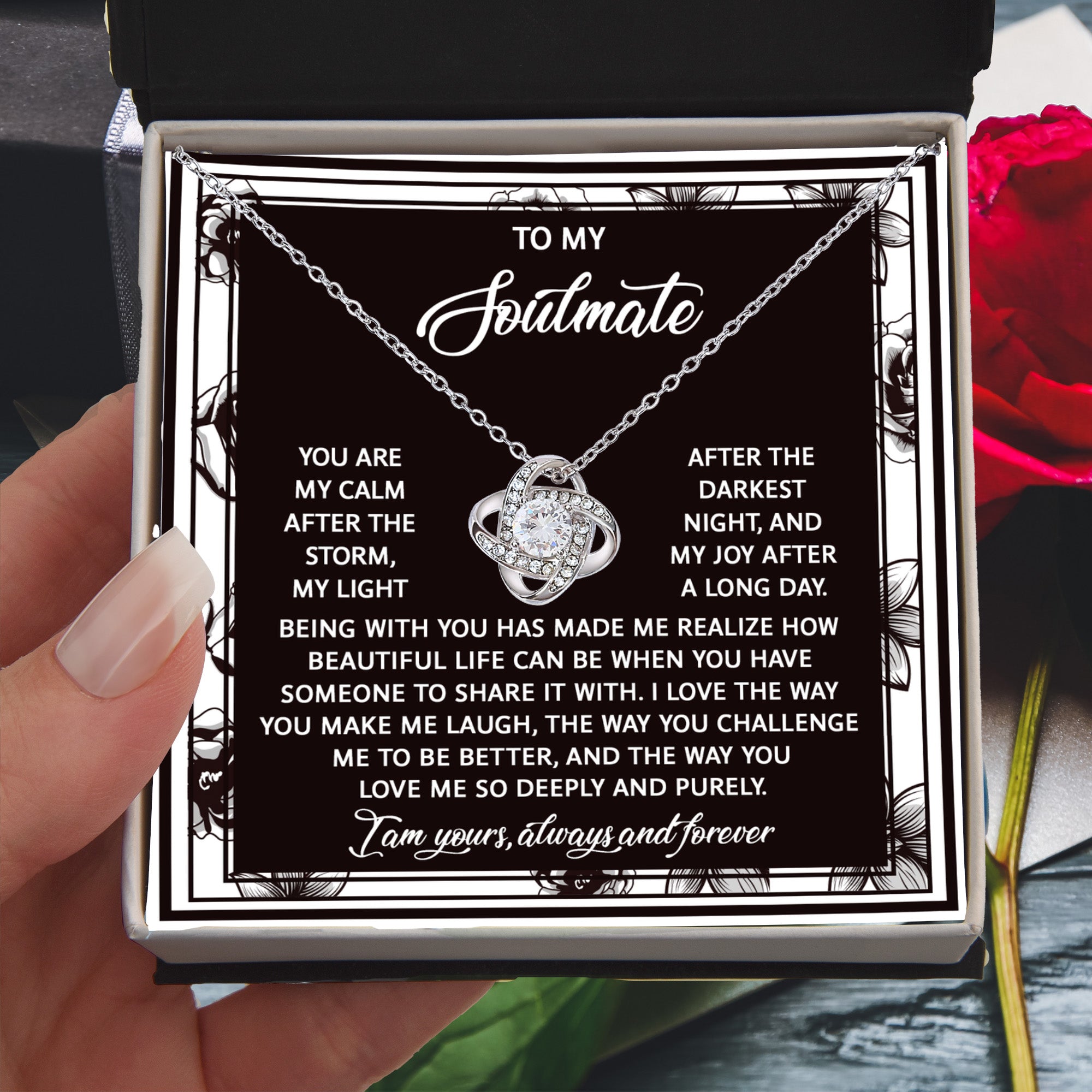 To My Soulmate - My Calm After the Storm Love Knot Necklace – A Romantic Valentine’s Day Gift with a Heartfelt Message - Mallard Moon Gift Shop